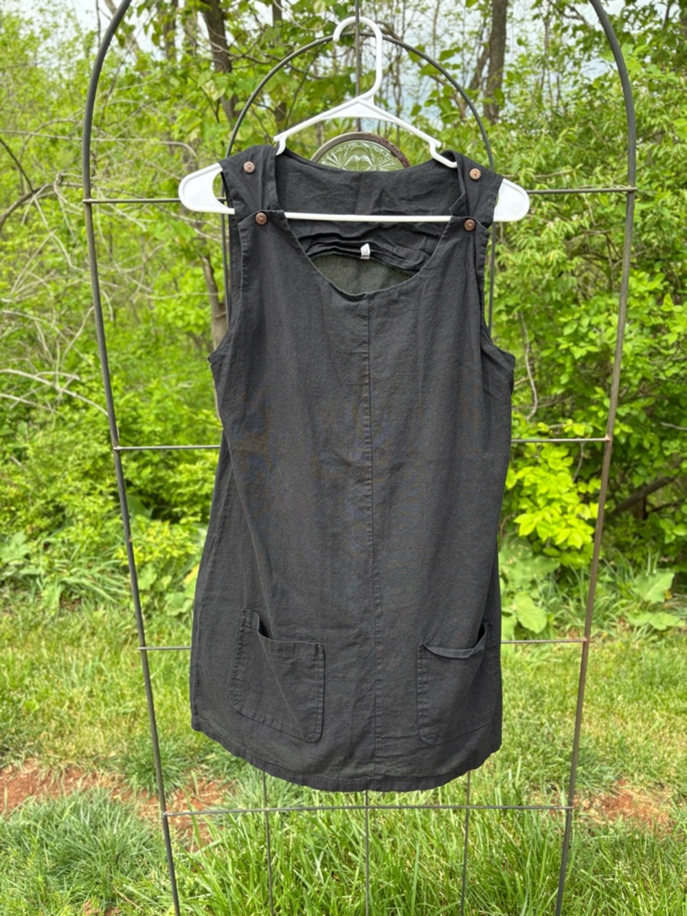 Black Sleeveless Pocket Tunic Mini Dress Women's Medium Summer Neutral Light